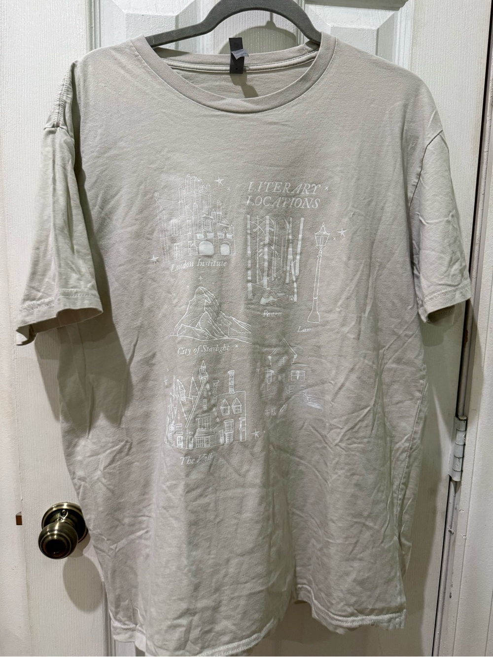 Next Level Apparel Light Beige Graphic Crew Neck Tee